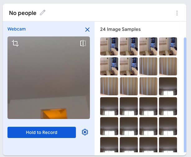Webcam interface for the no people selection.