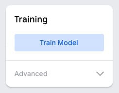Training with a train model button.