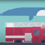 A whale overtop of a firetruck.