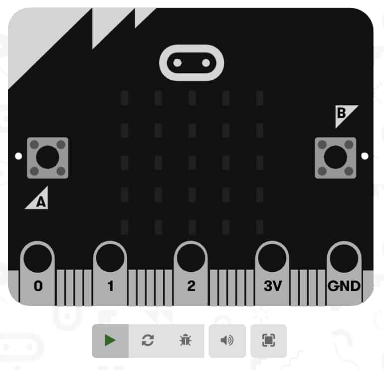 Front of Microbit with the play button highlighted