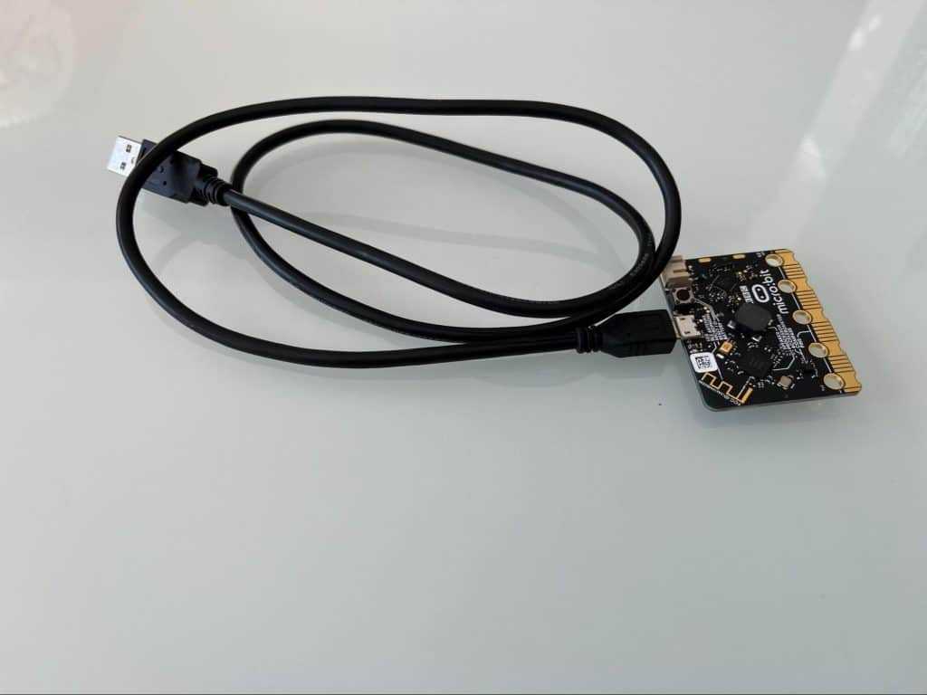 Back of Micro:Bit with a USB attached to it