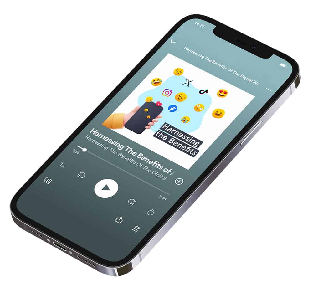 Phone mockup of the Harnessing The Benefits podcast