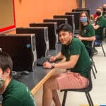 Team Saints compete in their classroom for CyberTitan III in 2020